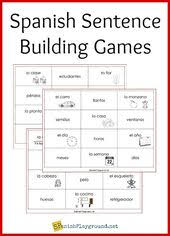 Spanish Sentence Building Games Spanish Playground Spanish Sentences Spanish Classroom Activities Sentence Building Games
