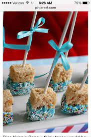 Rice Treat Pops I Would Make Guitars Out Of Them Baby Shower Food Treats Desserts