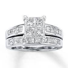 Delicately design and crafted by our own master jeweler, this ring features 6 genuine emeralds and 2 white diamonds or sapphires channel set princess cut. Diamond Bridal Set 2 1 2 Ct Tw Princess Cut 14k White Gold Jared