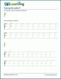 tracing the letter f f k5 learning