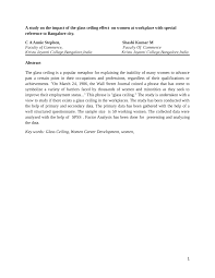 Pdf A Study On The Glass Ceiling Effect On Women At Workplace