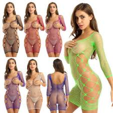 Portrait of black woman showing off body curves, smiling at camera. Women Bodystocking Hollow Out Fishnet Nightwear Babydoll Sexy Bodycon Mini Dress Ebay