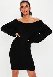 Missguided Tall Black V Neck Off Shoulder Sweater Dress Clothing For Tall Women Off Shoulder Dresses Basic Maxi Dress