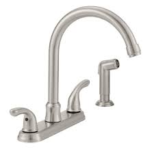 Counter intelligence were to complete the backsplash and window sill. Glacier Bay Builders 2 Handle Standard Kitchen Faucet With Sprayer In Stainless Steel F8fa0000bnv The Home Depot