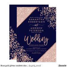 Rose Gold Glitter Confetti Chic Navy Blue Wedding Invitation Zazzle Com In 2021 Blue Wedding Invitations Navy Blue And Gold Wedding Rose Gold Glitter Confetti