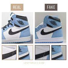 How To Spot Real Vs Fake Jordan 1 Retro High University Blue Black –  Legitgrails