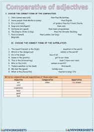Adjectives are one of the traditional eight english parts of speech, though linguists today distinguish adjectives from words such as determiners that were formerly considered to be adjectives. Comparison Of Adjectives Interactive Exercise For Grade 3