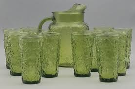 Check spelling or type a new query. Vintage Green Drinking Glasses 12 Pitcher 345 Auction