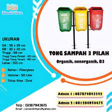 Jual tempat sampah terlengkap dan berkualitas. Tong Sampah Fiber Oval 3 In 1