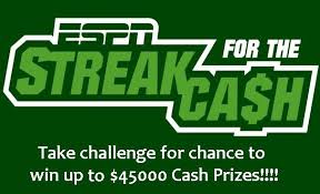 Streak Espn Go Com Streak For The Cash Challenge October 2018 Sweepstakes Espn Wincash Sweepstakes Win Cash Prizes Lotto Winning Numbers