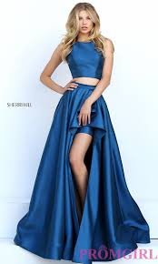 Image Of Two Piece Sherri Hill Prom Dress With High Low Skirt Style Sh 50751 Detail Image 1 Sherri Hill Prom Dresses High Low Prom Dresses Blue Prom Gown