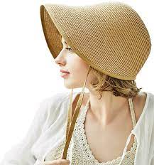 French Straw Bonnet Cap For Women Victorian Sun Hat Chin Strap Foldable Wish Sun Hats Bonnet Cap Caps For Women