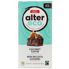 I am addicted to this chocolate bar! Alter Eco Dark Coconut Toffee Organic Chocolate In Canada Organic Gluten Free Candy Naturamarket Ca