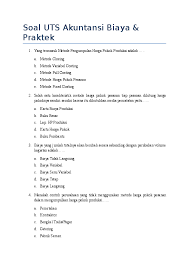 Maybe you would like to learn more about one of these? Doc Soal Uts Akuntansi Biaya Praktek Amitha Rahmania Academia Edu