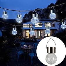 Horeset Waterproof Solar Power Lights Flickering Led Crackle Glass Ball Christmas Lights With Hanger For Top Land Outdoor Solar Lights Solar Bulb Crackle Glass