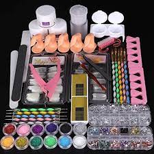 46 In 1 Acrylic Nail Kit Cooserry Professional Acrylic Nails Set Tools For Diy Nail Art Display 12 Nail Glit Acrylic Nail Set Acrylic Nail Kit Nail Art Diy