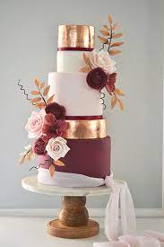 Burgundy Blush Pink And Copper Wedding Cake Copper Wedding Cake Burgundy Wedding Cake Copper Wedding