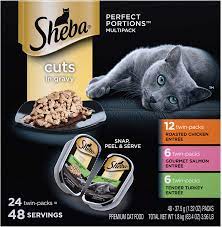 Sheba cat food review buying guide. Amazon Com Sheba Perfect Portions Soft Wet Cat Food Cuts In Gravy Roasted Chicken Entree Gourmet Salmon Entree Tender Turkey Entree Variety Pack 2 6 Oz 24 Twin Packs Pet Supplies