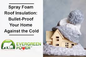 Spray foam insulation is a type of insulation that can be used in the roof space at either the joist or rafter level, to help keep warm air in the home during the winter and also prevent the home getting too warm in the summer. Spray Foam Roof Insulation Bullet Proof Your Home Evergreen Power Uk