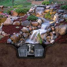 Bins Underwater So Ground Can Be Covered In Stones Waterfalls Backyard Backyard Water Feature Ponds Backyard