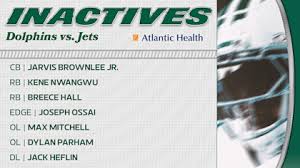 Jets List 7 Inactives for Home Matchup Against Miami Dolphins