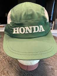 Vintage Honda Cycling Bicyclist Elastic Stretch Back Cap Hat Green White Large Ebay Caps Hats Stretching Back Bicyclist