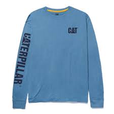 T-SHIRT TRADEMARK BANNER MANCHES LONGUES REAL TEAL HEATHER CATERPILLAR S