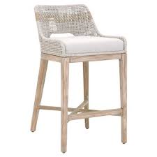 Theodore Modern Classic Grey Woven Fixed Cushion Mahogany Bar Stool Wood Bar Stools Bar Stools Counter Stools