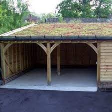 Sloping Green Roof On Oak Framed Garage Summerhouse Green Roof Green Roof System Grass Roof