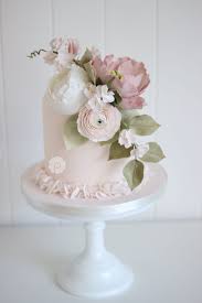Delicate Single Tiered Sugar Floral Blossom Wedding Cake By Poppy Pickering In Pretty Blush And Ivo Sugar Flower Wedding Cake Floral Cake Fondant Wedding Cakes