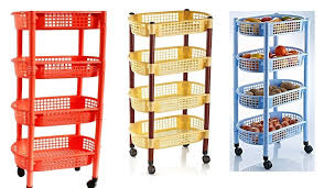 4 Tier Plastic Kitchen Storage Rack Fruit Vegetable Oval Basket Shelves Trolley Kitchen Racks And Shelves Kitchen Storage Rack Kitchen Storage