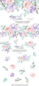 Watercolor Flowers Clipart Png With Transparent Background Purple Pink Pastel Floral Graphics Watercolor Flowers Floral Wreath Watercolor Clip Art