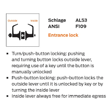 All quotes delayed a minimum of 15 minutes. Schlage Al53jd Sat 626 Fsic Entrance Lever Lock