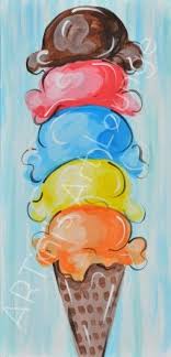 Ice Cream Canvas Painting Google Search Painting Projects Camping Art Easy Canvas Painting