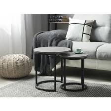 Coffeetables and end tables brings you glassnesting tables and black nestingtables to add functionality to modern urban apartments. Industrial Modern Set Of 2 Nesting End Tables Metal Frame Concrete Effect Dixie