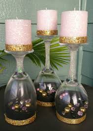They will sure to impress your guests. Upside Down Wine Glass Candle Holders Set Of 3 Wine Glass Candle Holder Wine Glass Crafts Wine Glass Candle