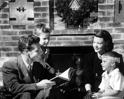 Adventures of Ozzie and Harriet 1952 TV series cast Ozzie Nelson Harriet Nelson David Nelson Ricky Nelson black and white television stills ABC show family home set, AI generated