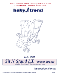 Baby Trend 7311 User Manual 19 Pages Also For 7311lx Sit N Stand Lx Stroller Chatham
