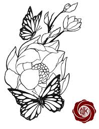 Butterflies And Flowers Tattoo Design Flower Drawing Flower Sketches Tattoo Sketches