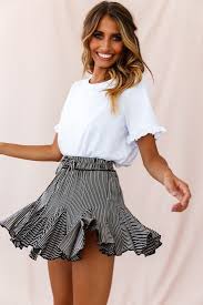 Black And White Pleated Mini Skirt Robyn Pleated Striped Mini Skirt Black Black Mini Skirt Outfit Womens Skirt Cute Skirt Outfits