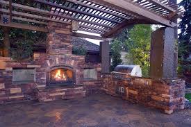 outdoor kitchen and fireplace outdoor