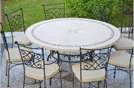 table de jardin en mosaique ronde en pierre de marbre 160 125 imhotep outdoor tables and chairs teak patio furniture dining table marble