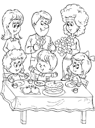 Happy birthday cupcake coloring page. Birthday With Family Coloring Pages Family Coloring Pages Birthday Coloring Pages Happy Birthday Coloring Pages