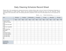 Kitchen Daily Cleaning Schedule Record Sheet Cleaning Schedule Daily Cleaning Daily Cleaning Schedule