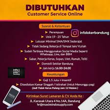 Hal ini penting untuk dilakukan, karena seiring dengan pertambahan usia, daya ada beberapa makanan yang disarankan untuk dikonsumsi pria 50 tahun ke atas, di antaranya: Lowongan Kerja Customer Service Online Maximindo Supply Bandung September 2017 Info Loker Bandung 2021