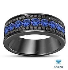 Mens Black And Blue Wedding Rings 0 70 Ct Round Lab Diamond Blue Sapphire Black Gold Fn Men S Wedding Band Ring Affoin8 M Mens Band Rings Mens Silver Wedding Bands Mens Wedding Rings Black
