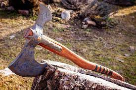 Kratos Axe From God Of War With Wood Carving Leviathan Etsy Kratos Axe God Of War Axe