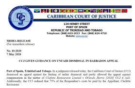 Ccj On Twitter: "Today, The Ccj Issued A Judgment Delivery On An Appeal  From Barbados. It Provides Guidance On An Unfair Work Dismissal And For  Application Of The Employment Rights Act Going
