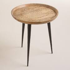Jokum scandinavian style coffee tray table. Round Tray White Painted Flowers Side Table