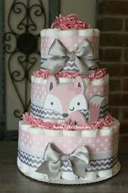 Gateau De Couches 3 Niveaux Rose Et Gris Renard Renard Gris Gateau De Couches Gris Rose Gateau De Couche